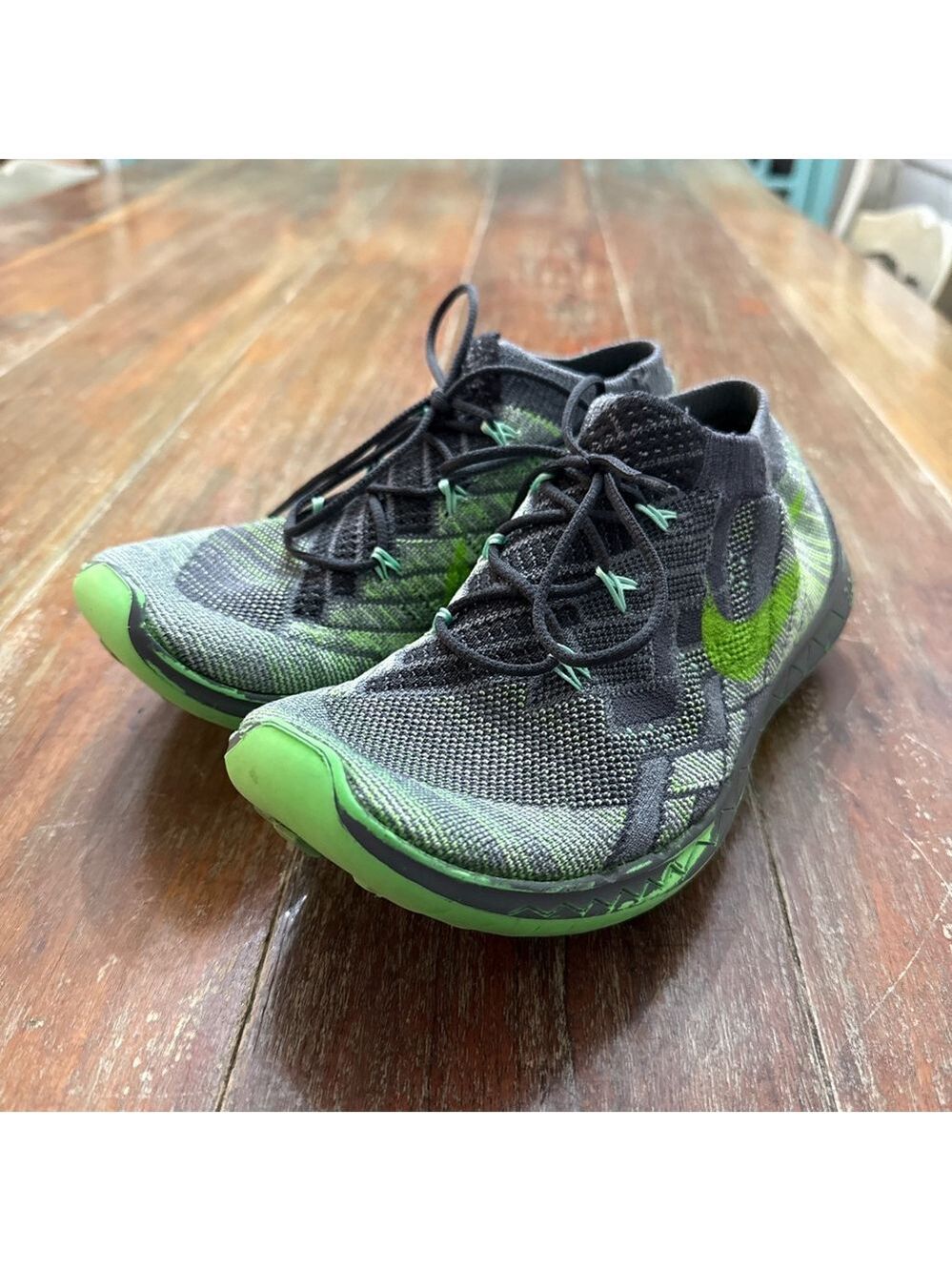 Nike Free Flyknit 3.0 Athletic Shoes Gray Neon Green Womens Size 7